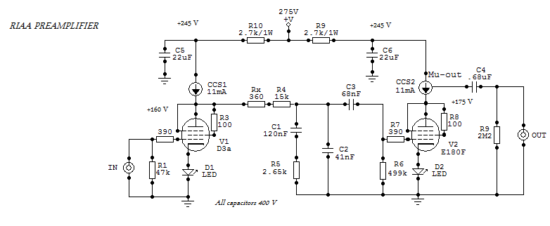 Схема лампового фонокорректора luxman